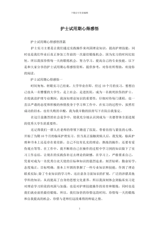 护士试用期心得感悟