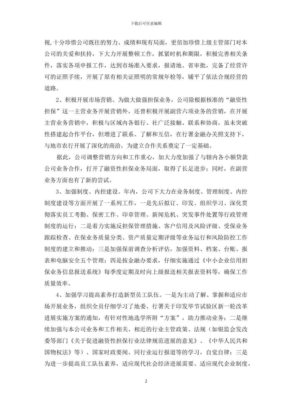 担保公司工作总结三篇-1_第2页