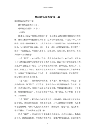 挂职锻炼表态发言三篇