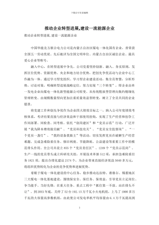 推动企业转型发展-建设一流能源企业