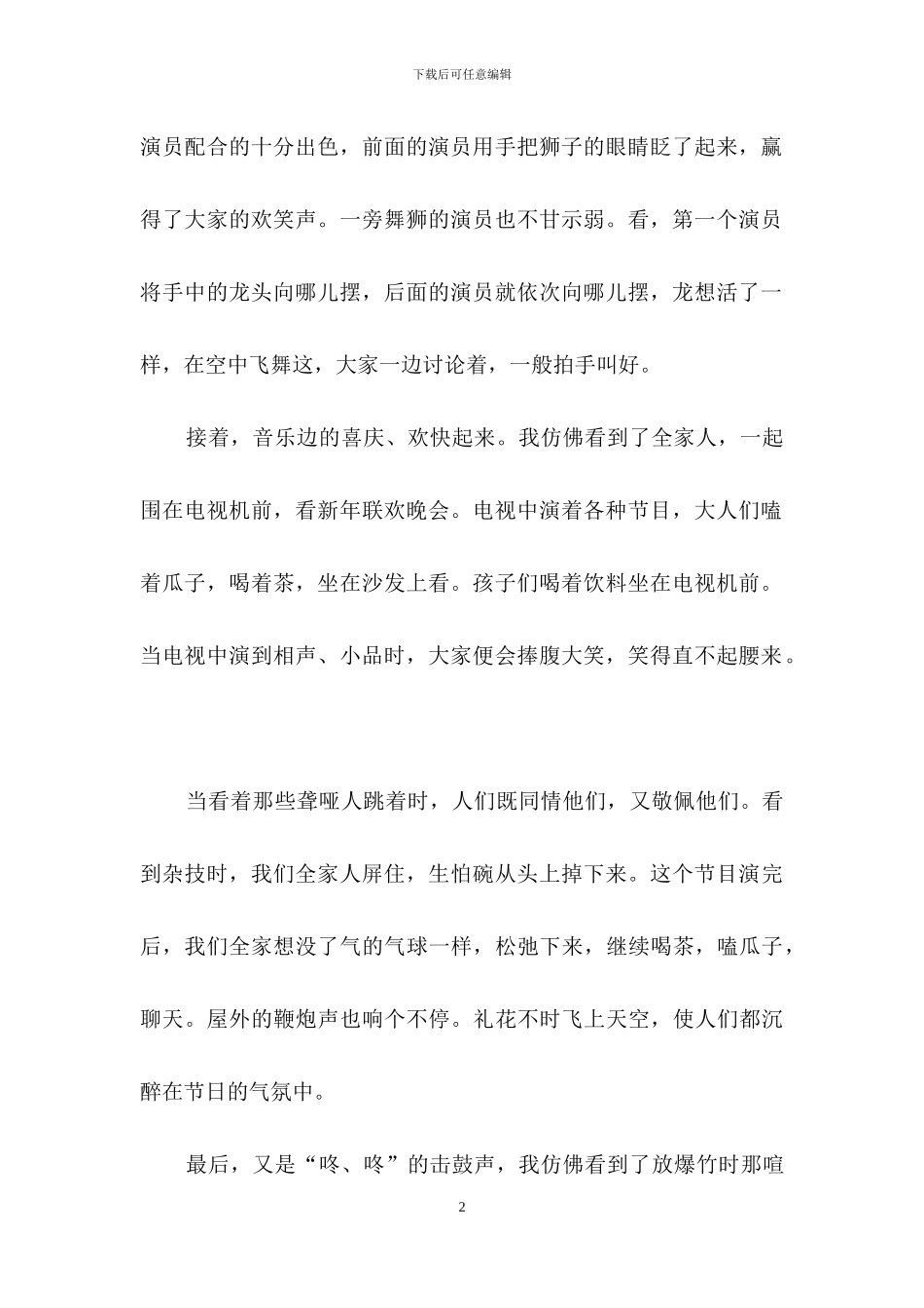 描写传统节日春节中学生作文_第2页