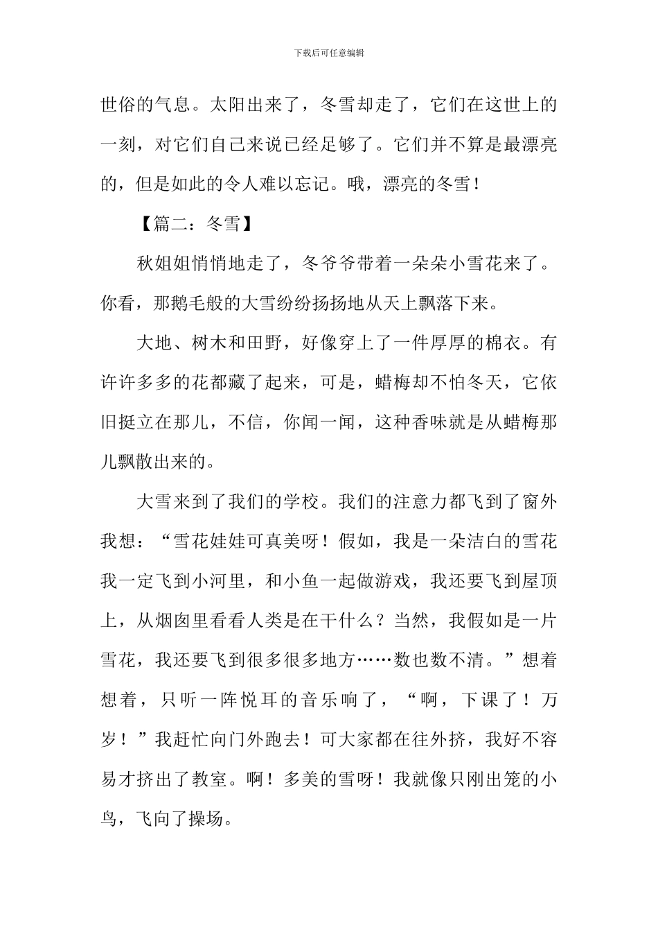 描写冬雪的作文_第2页