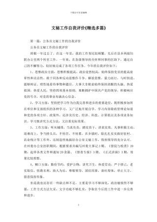 文秘工作自我评价