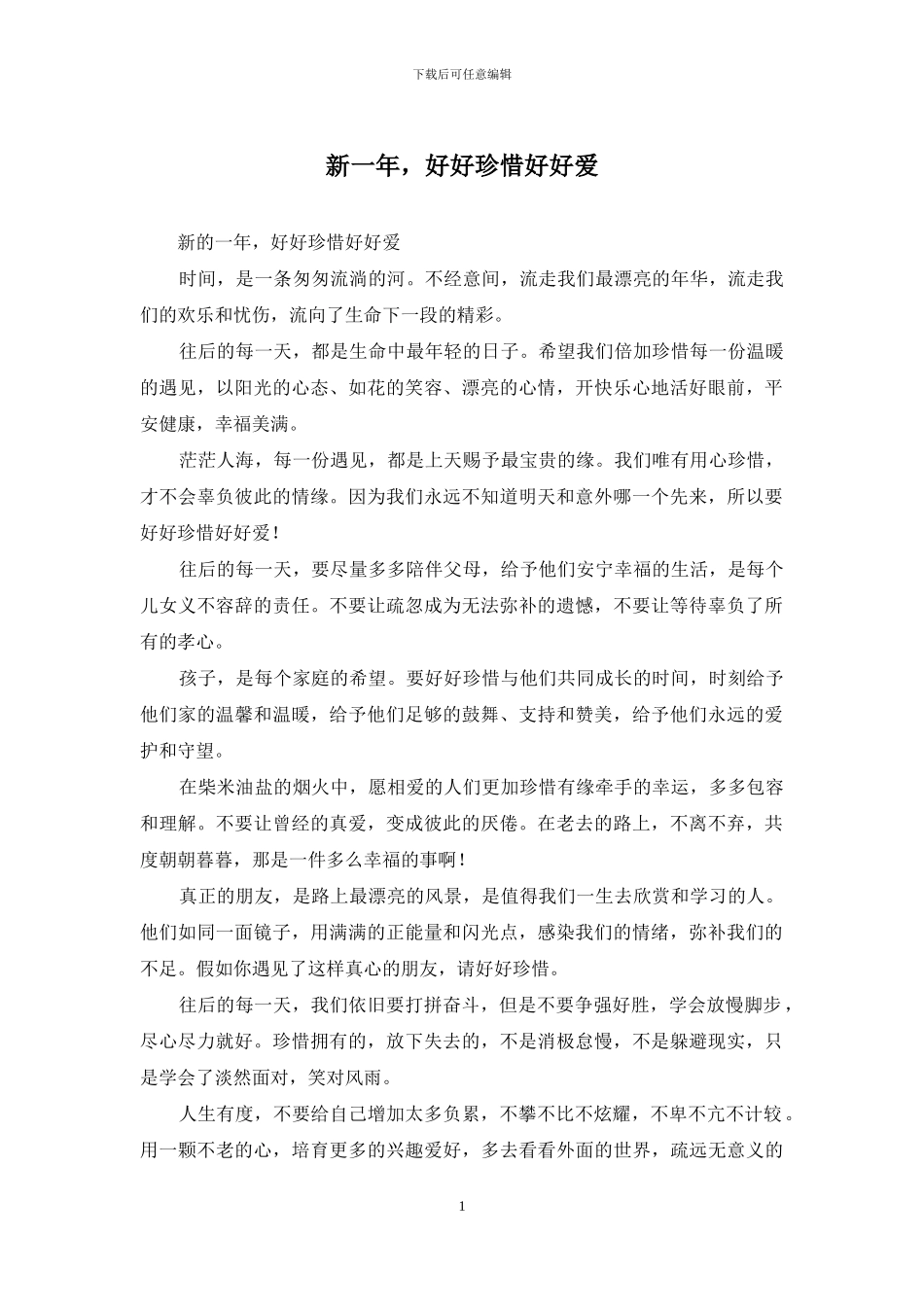 新一年-好好珍惜好好爱_第1页