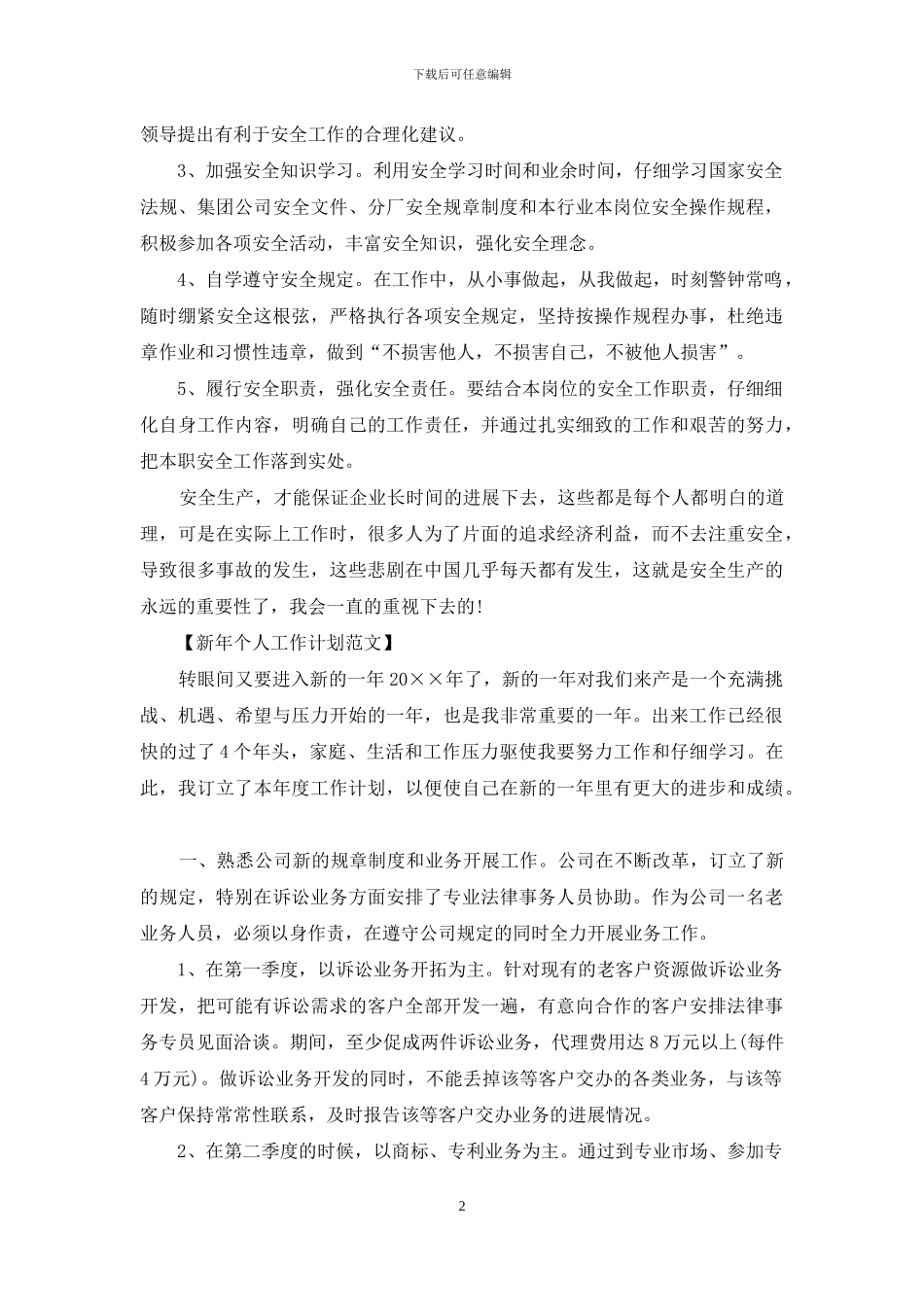 新一年的工作计划怎么写_第2页