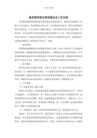 新学期学校共青团委员会工作安排