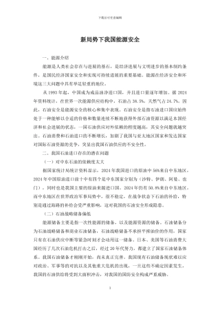 新局势下我国能源安全