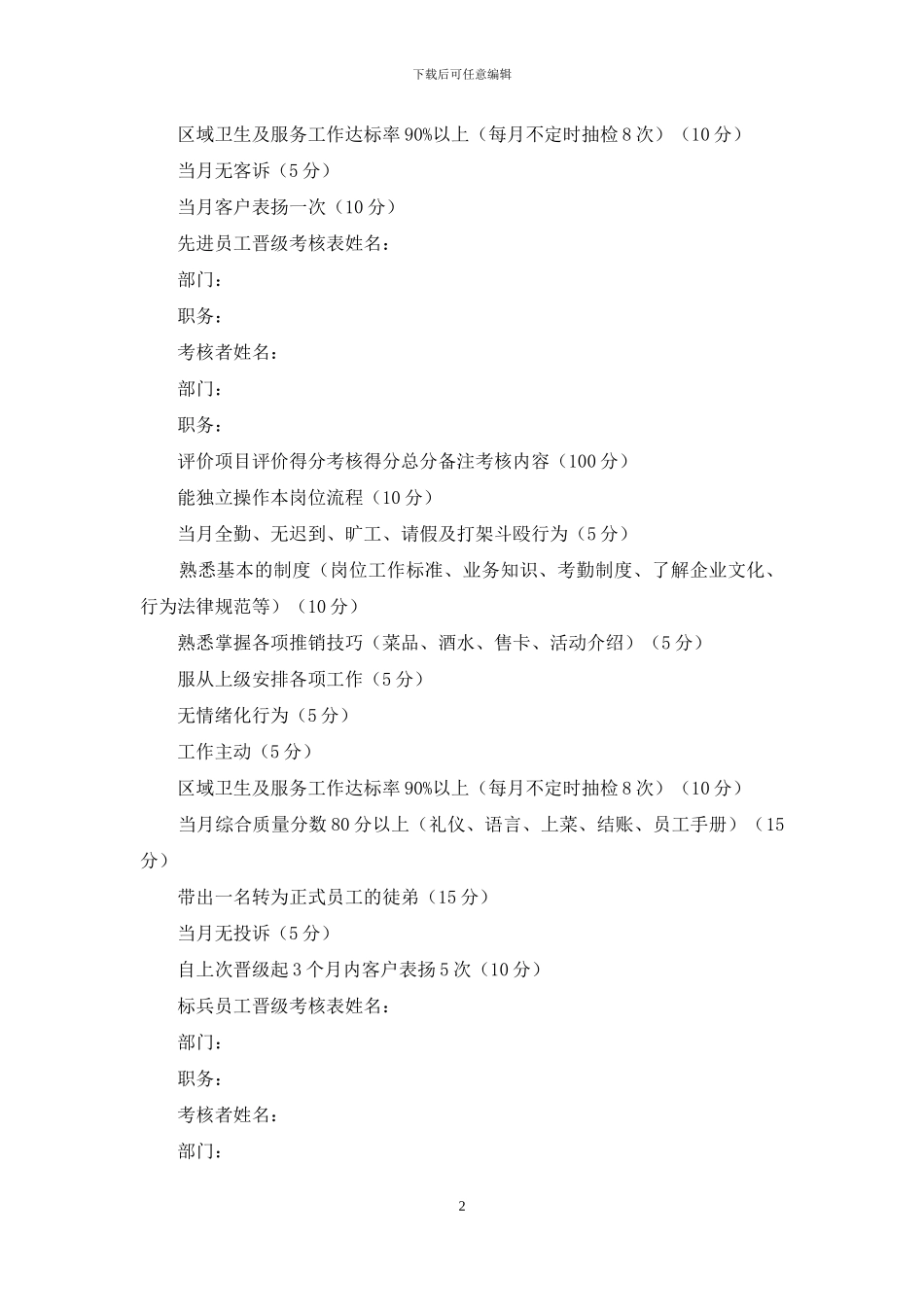 晋升晋级考核表_第2页
