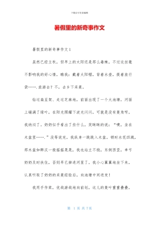 暑假里的新鲜事作文