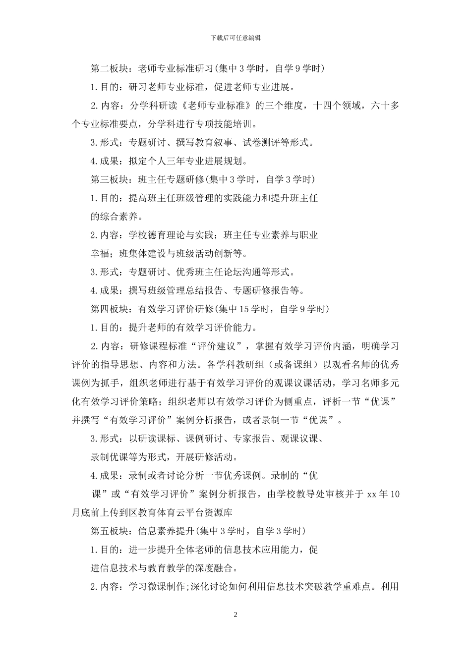 暑期校本培训方案_第2页