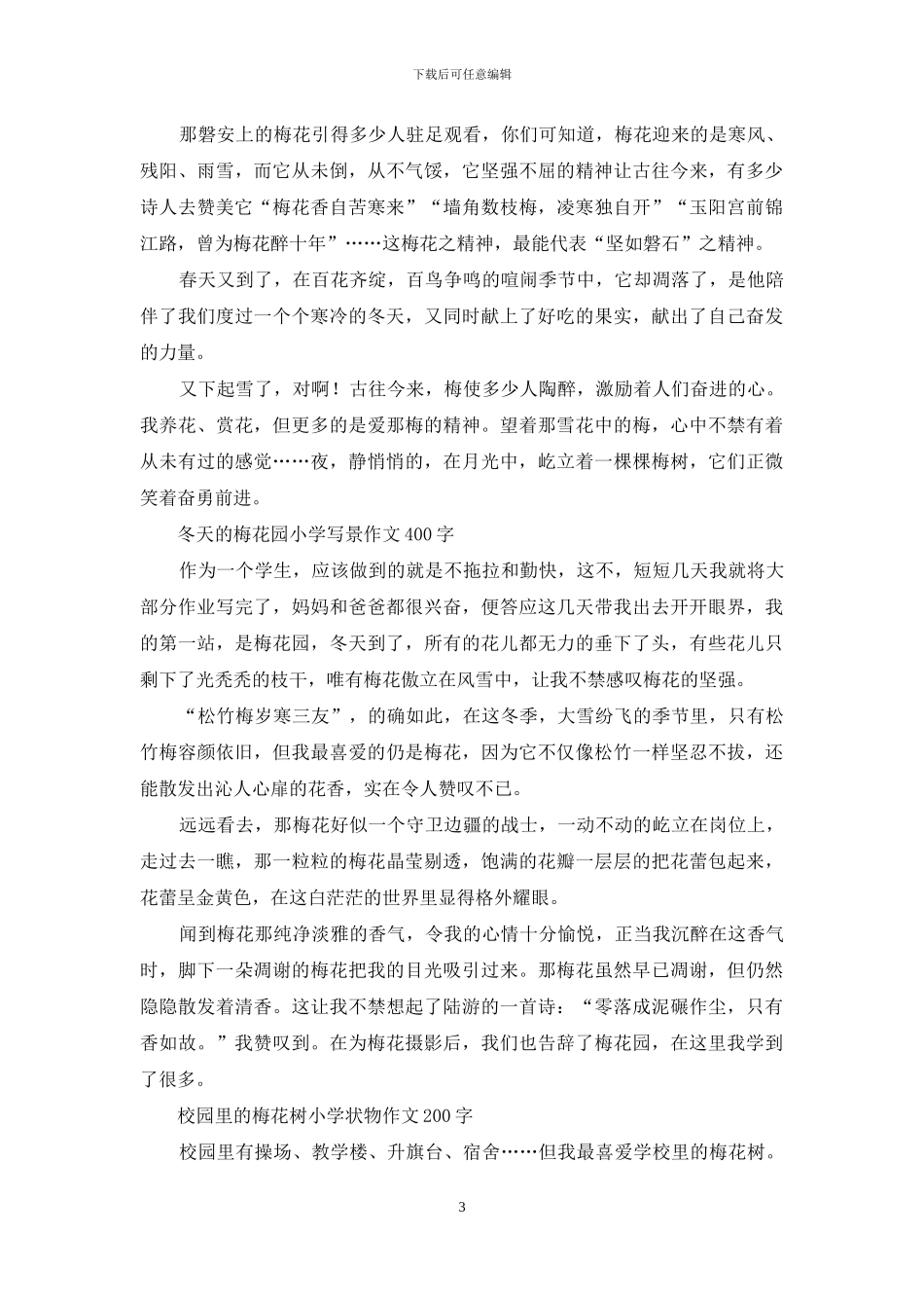 最喜欢的花-美丽的梅花作文400字_第3页