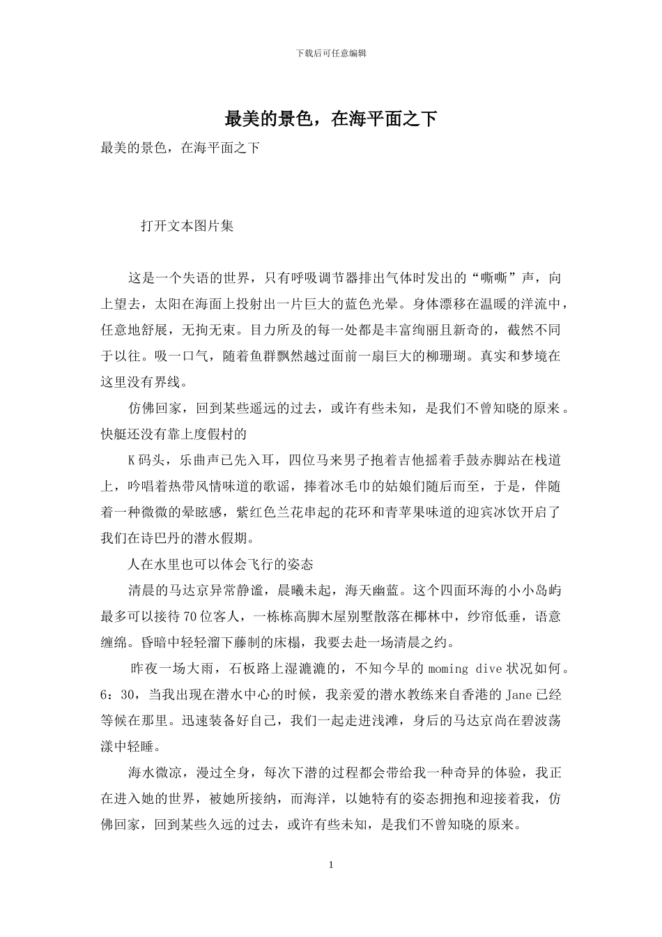 最美的景色-在海平面之下_第1页