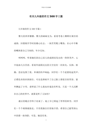 有关九年级的作文500字三篇