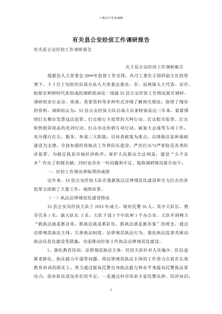 有关县公安经侦工作调研报告