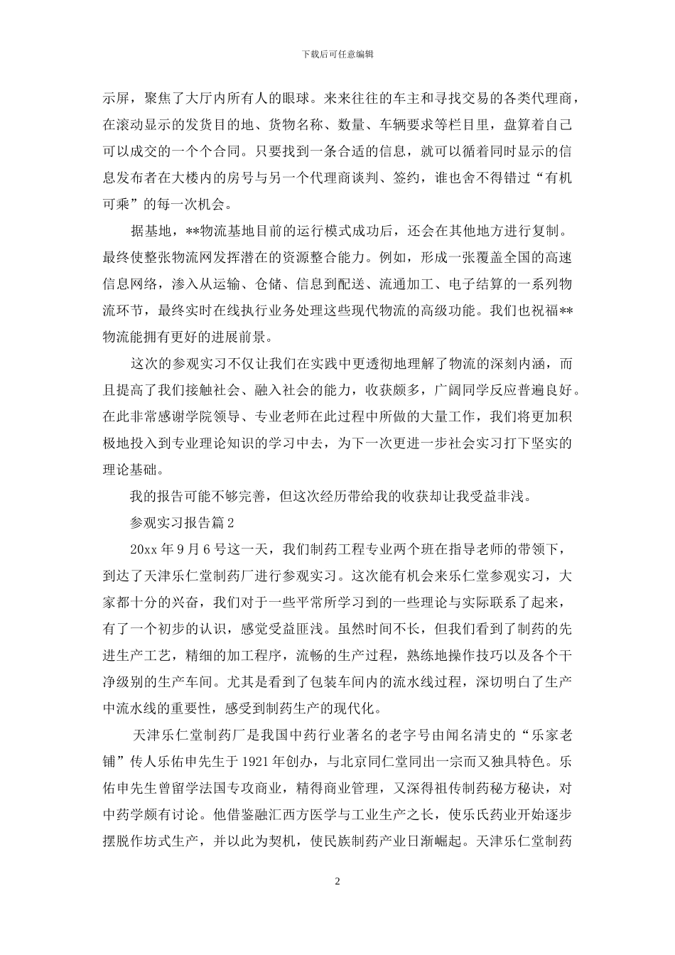 有关参观实习报告范文汇总5篇_第2页