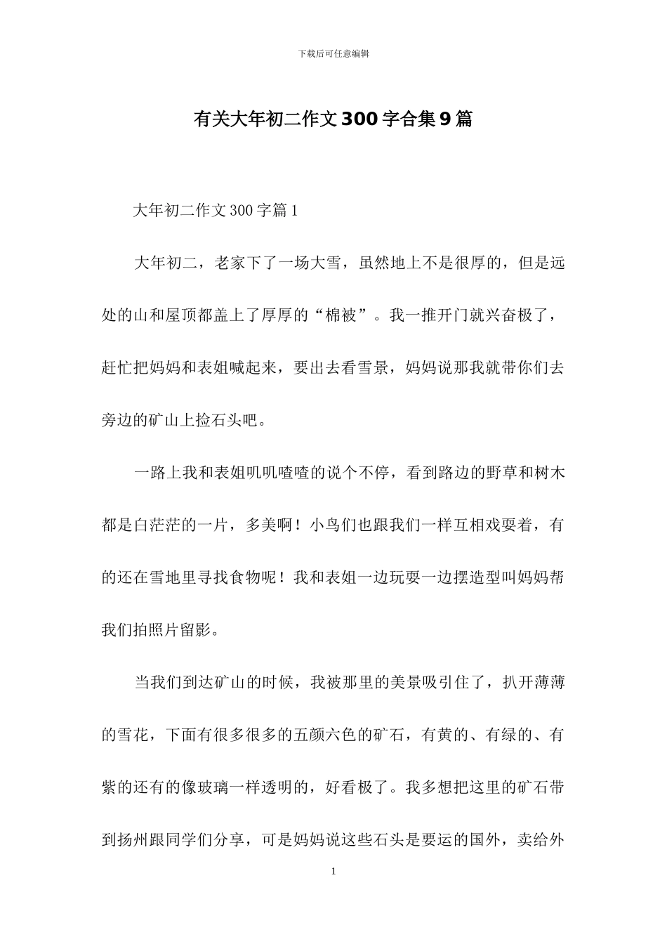 有关大年初二作文300字合集9篇_第1页