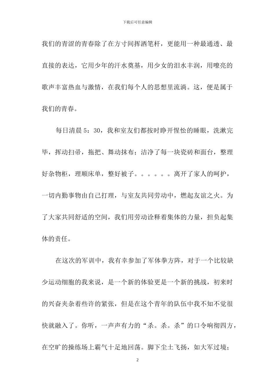 有关高中军训心得体会模板合集6篇_第2页