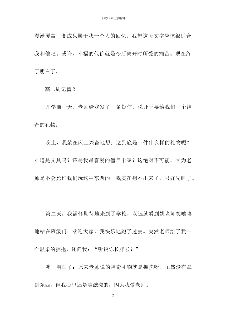 有关高二周记4篇_第2页