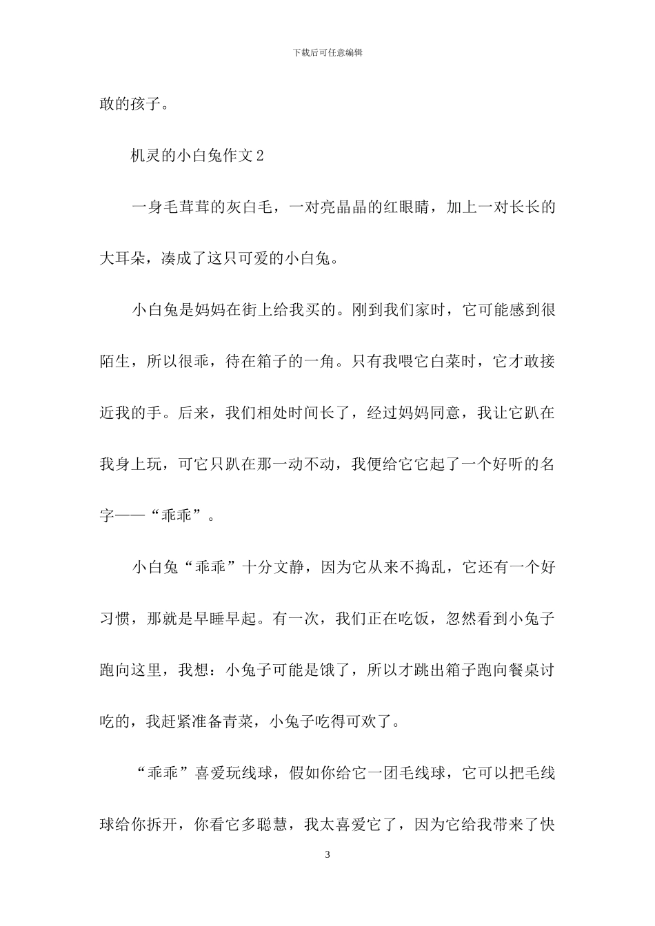 机灵的小白兔作文_第3页