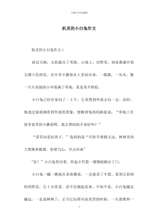 机灵的小白兔作文