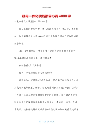机电一体化实践报告心得4000字