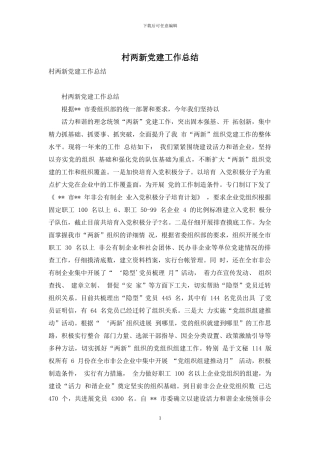 村两新党建工作总结