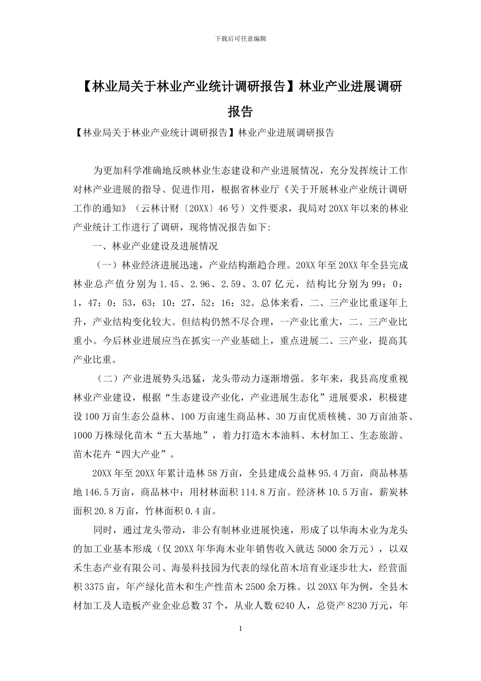 林业产业发展调研报告_第1页