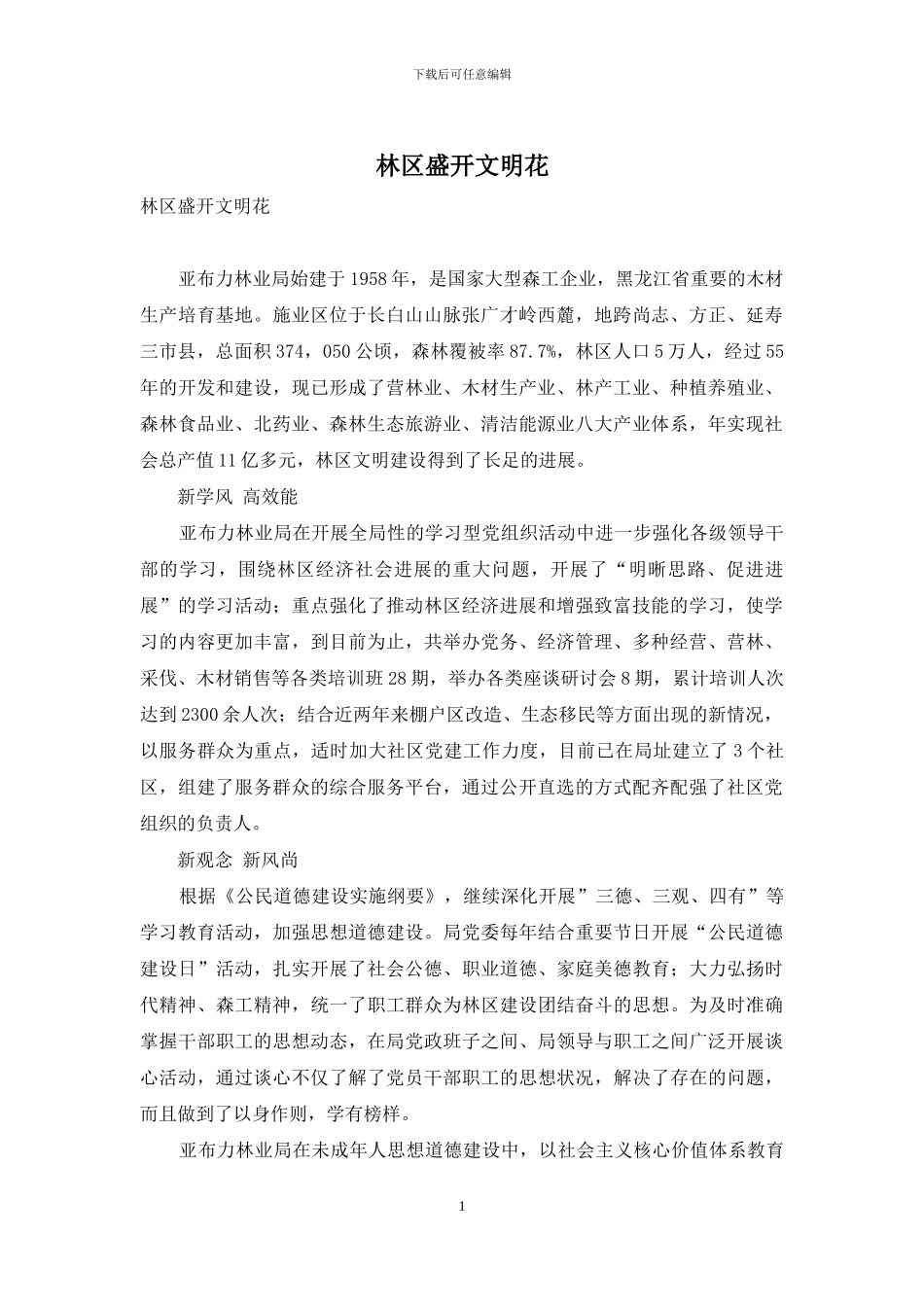 林区盛开文明花_第1页