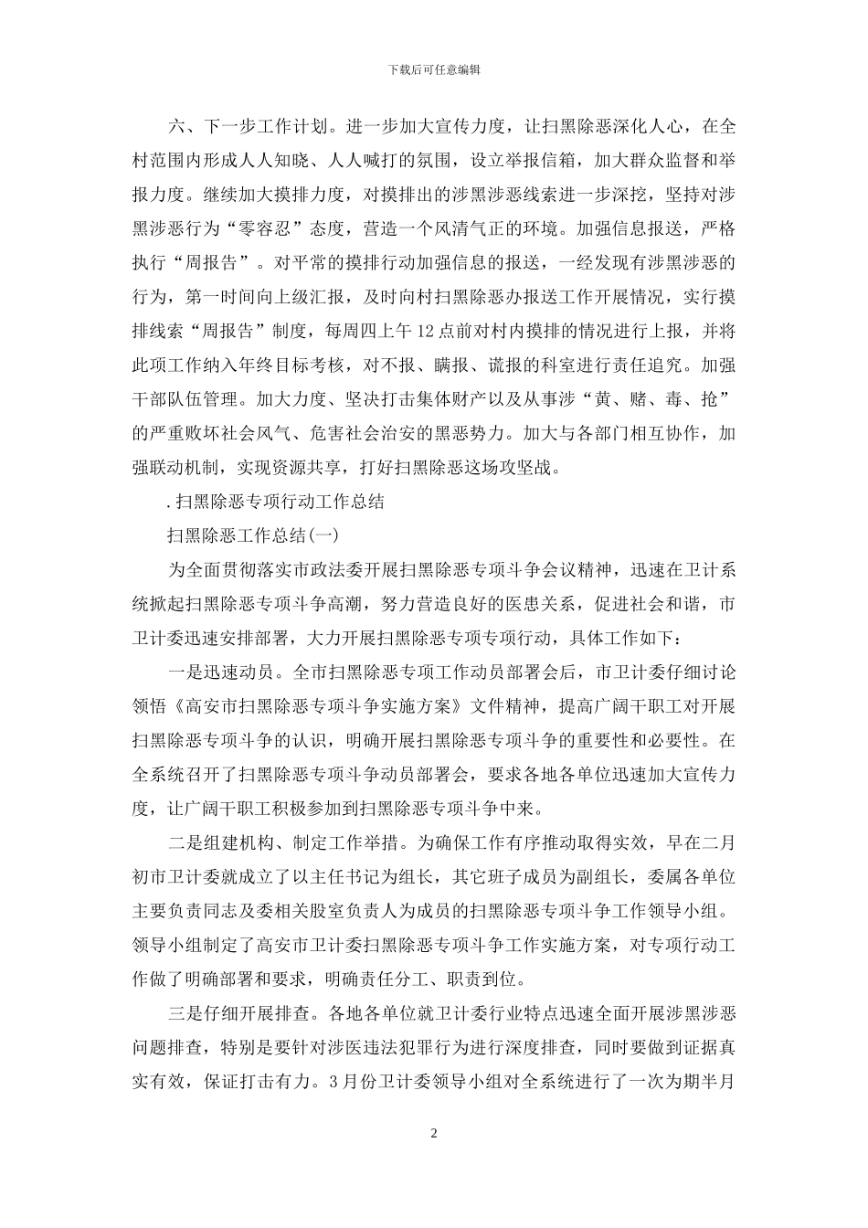 某村扫黑除恶专项行动工作总结_第2页