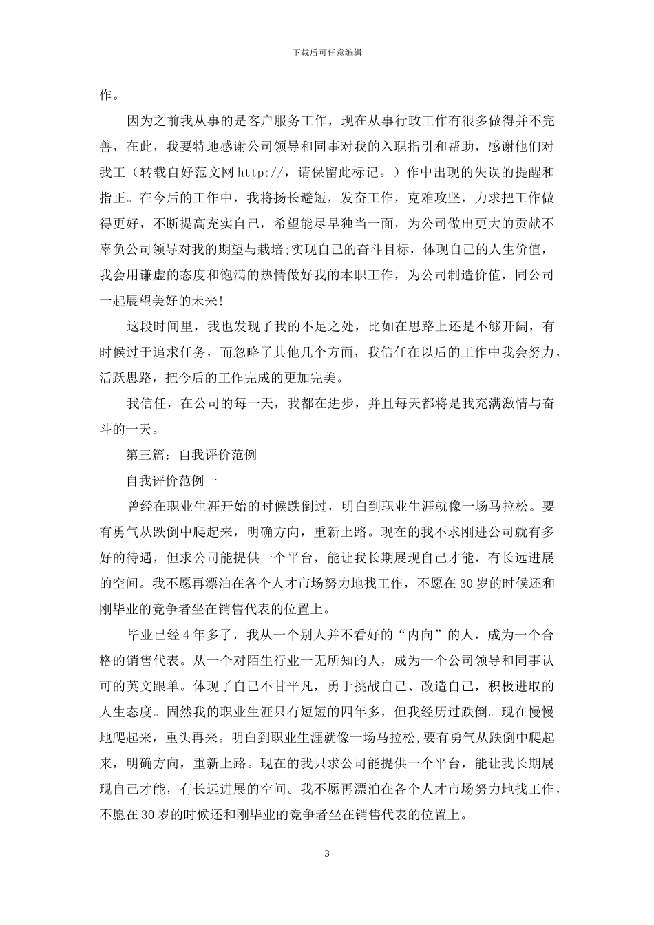 标准自我评价范例_第3页