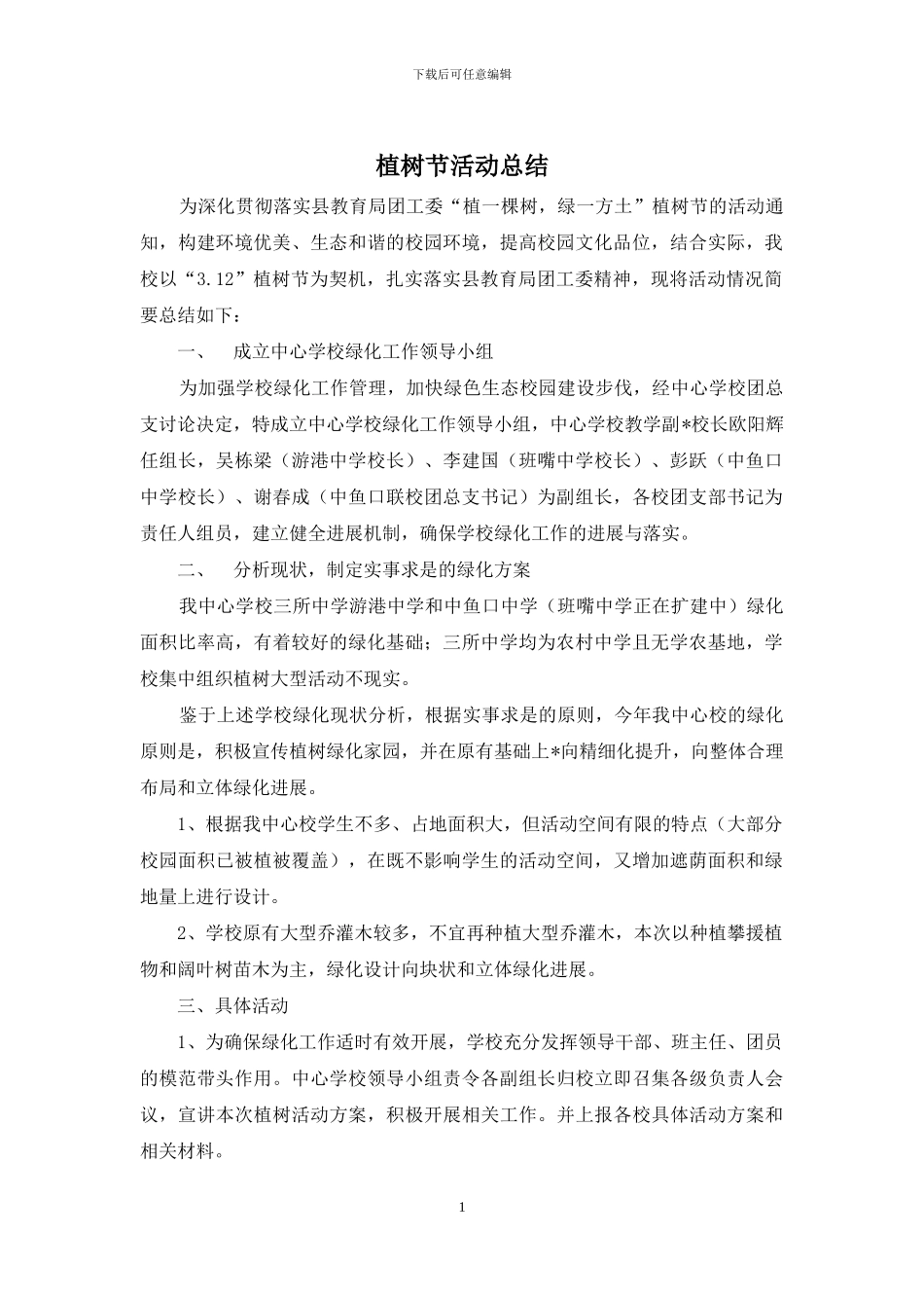植树节活动总结_第1页