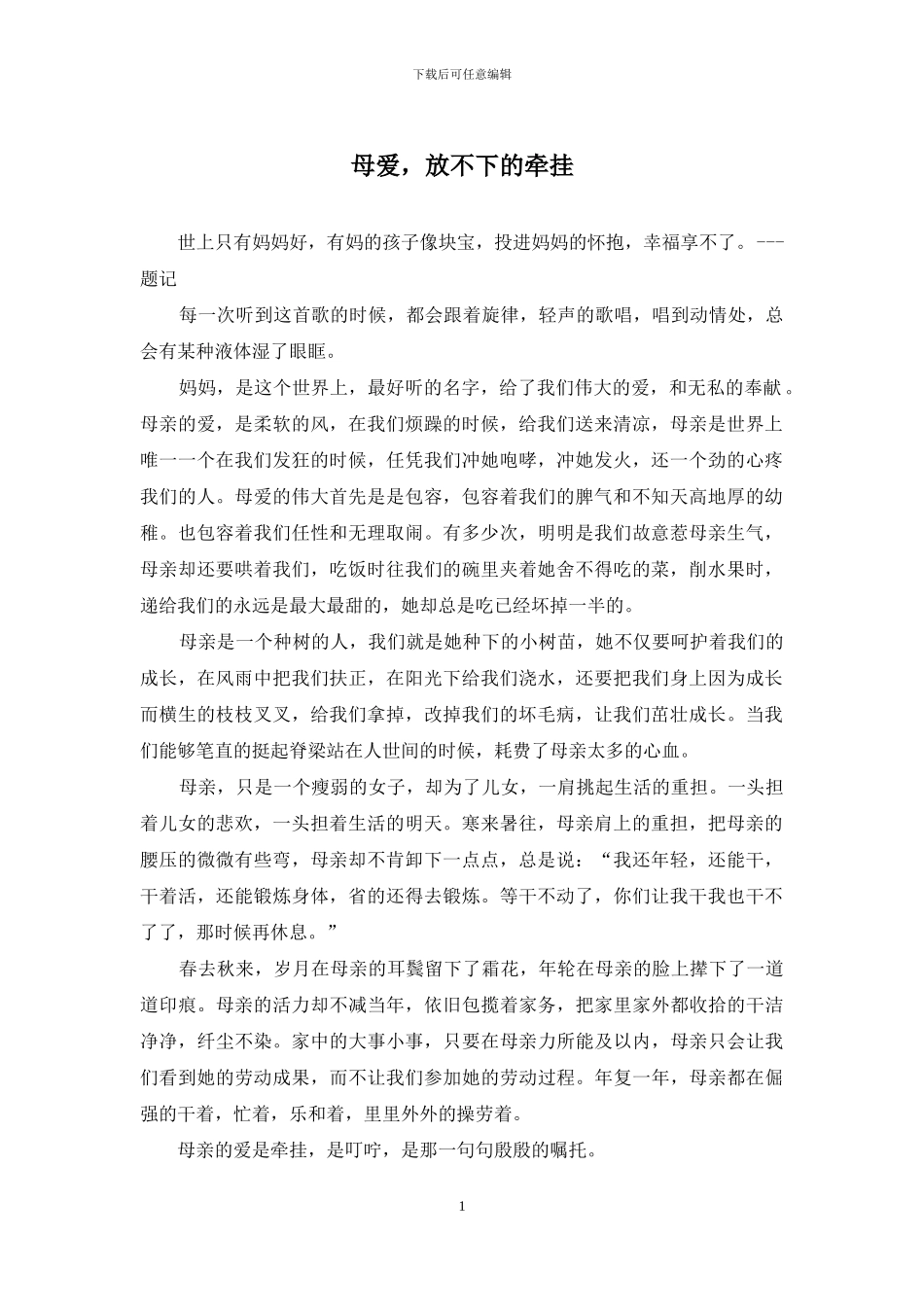 母爱-放不下的牵挂_第1页