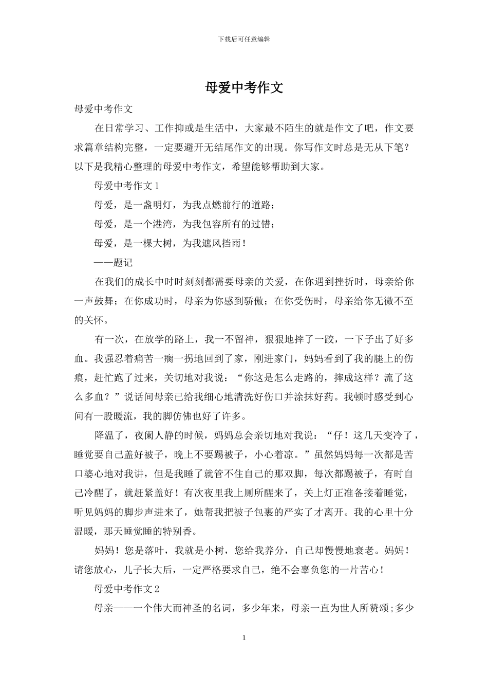 母爱中考作文_第1页