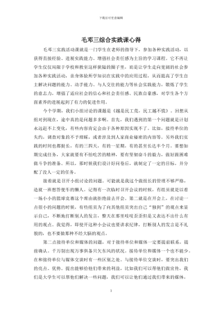 毛邓三综合实践课心得