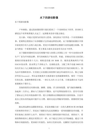 水下的游动影像