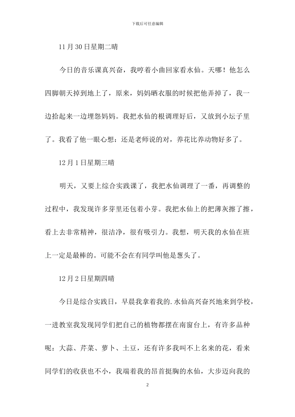 水仙花的观察日记1100字_第2页