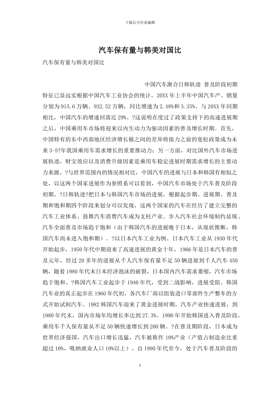 汽车保有量与韩美对国比_第1页