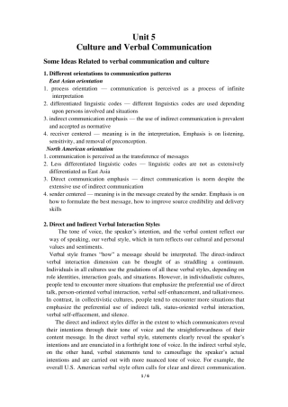 《新编跨文化交际英语教程》复习资料U5