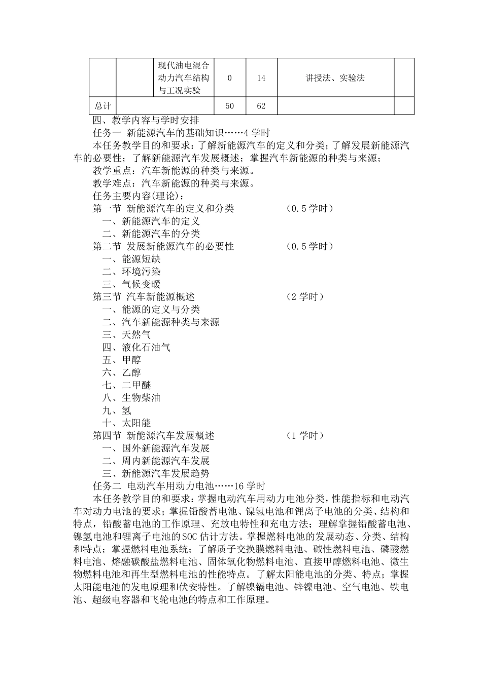 《新能源汽车技术》教学大纲_第2页