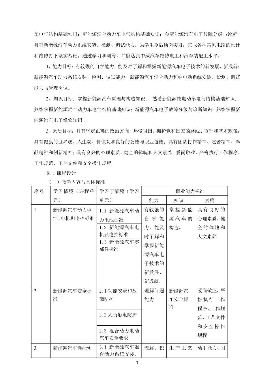 《新能源汽车技术》课程标准(姜娥)_第3页