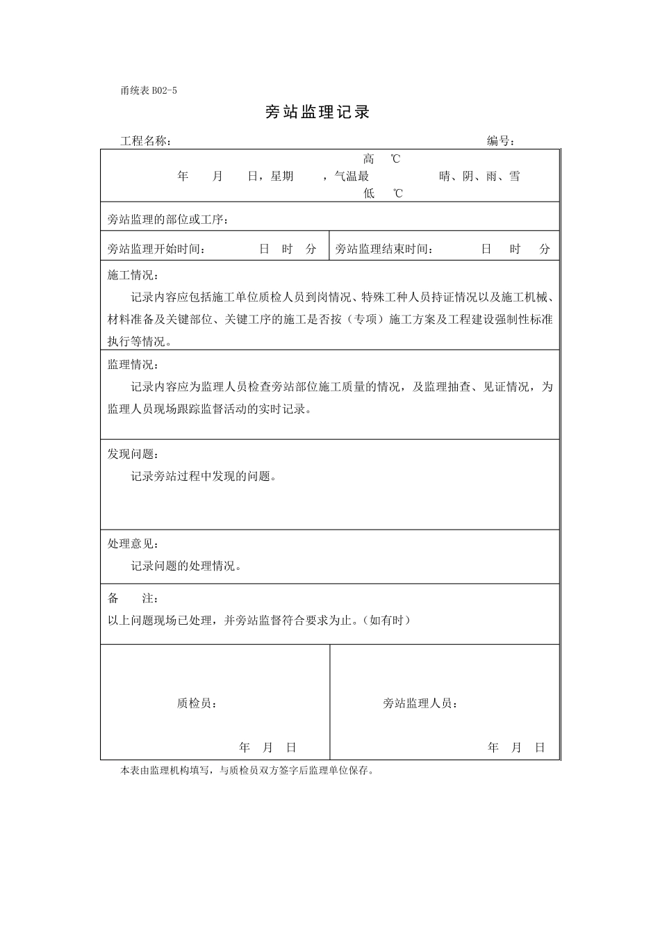《旁站监理记录》样本_第1页