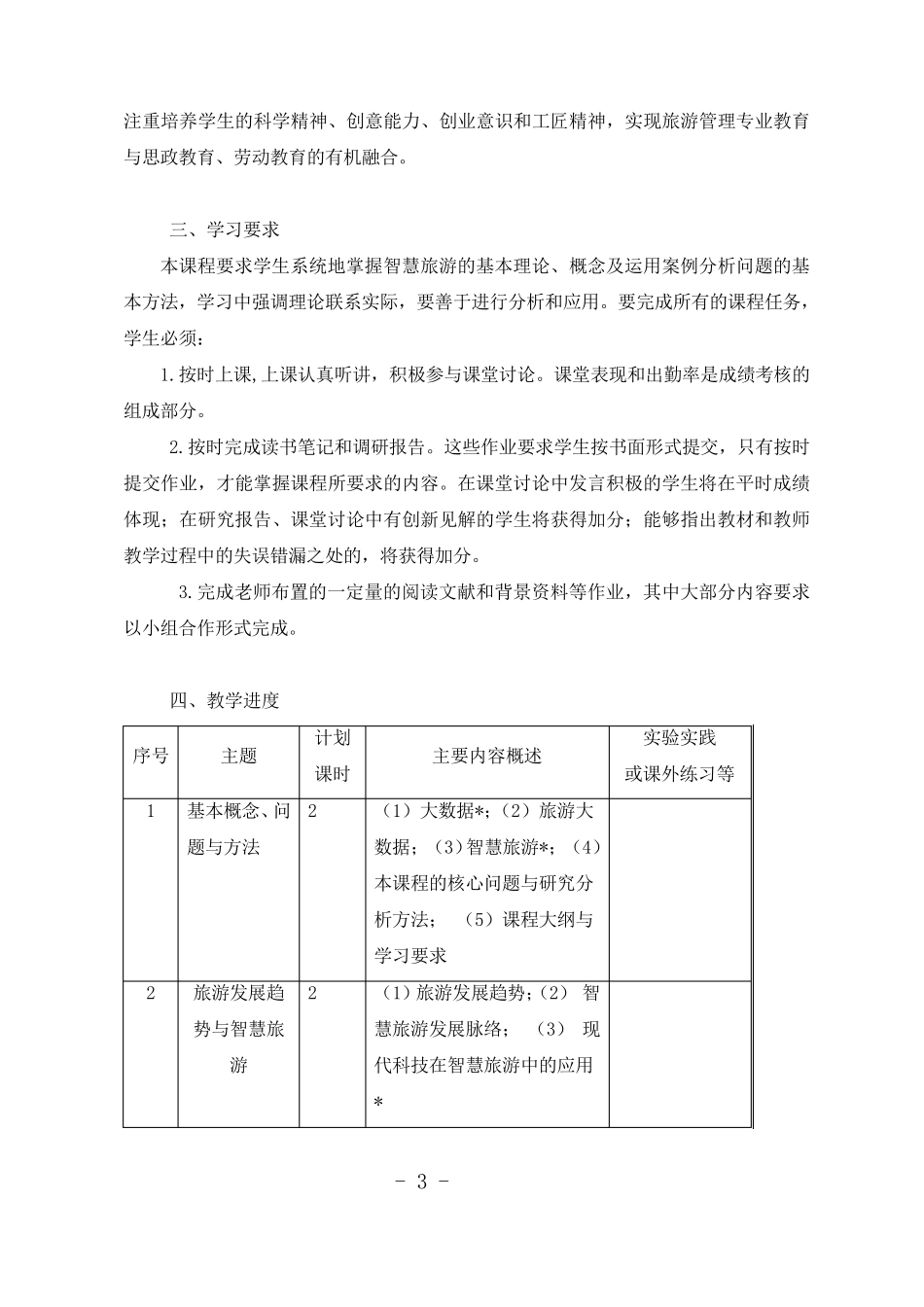 《旅游大数据与智慧旅游》课程大纲_第3页