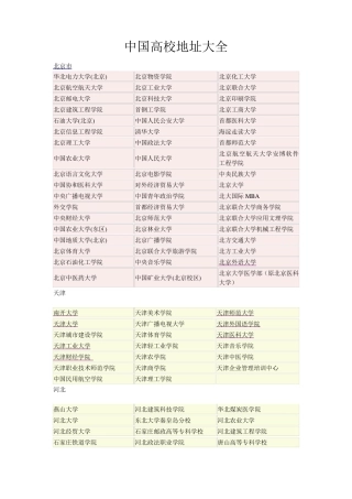 中国高校地址大全
