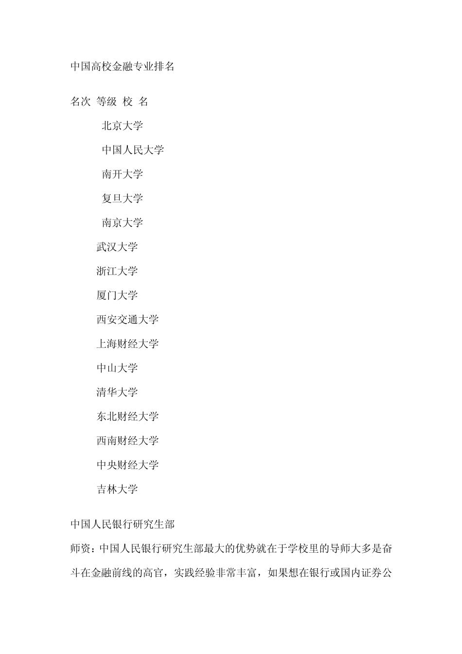 中国高校金融专业排名_第1页