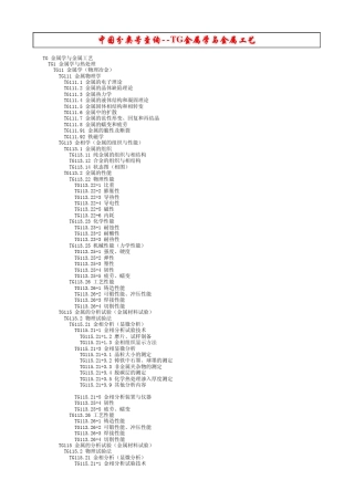 中图分类号查询TG金属学及金属工艺