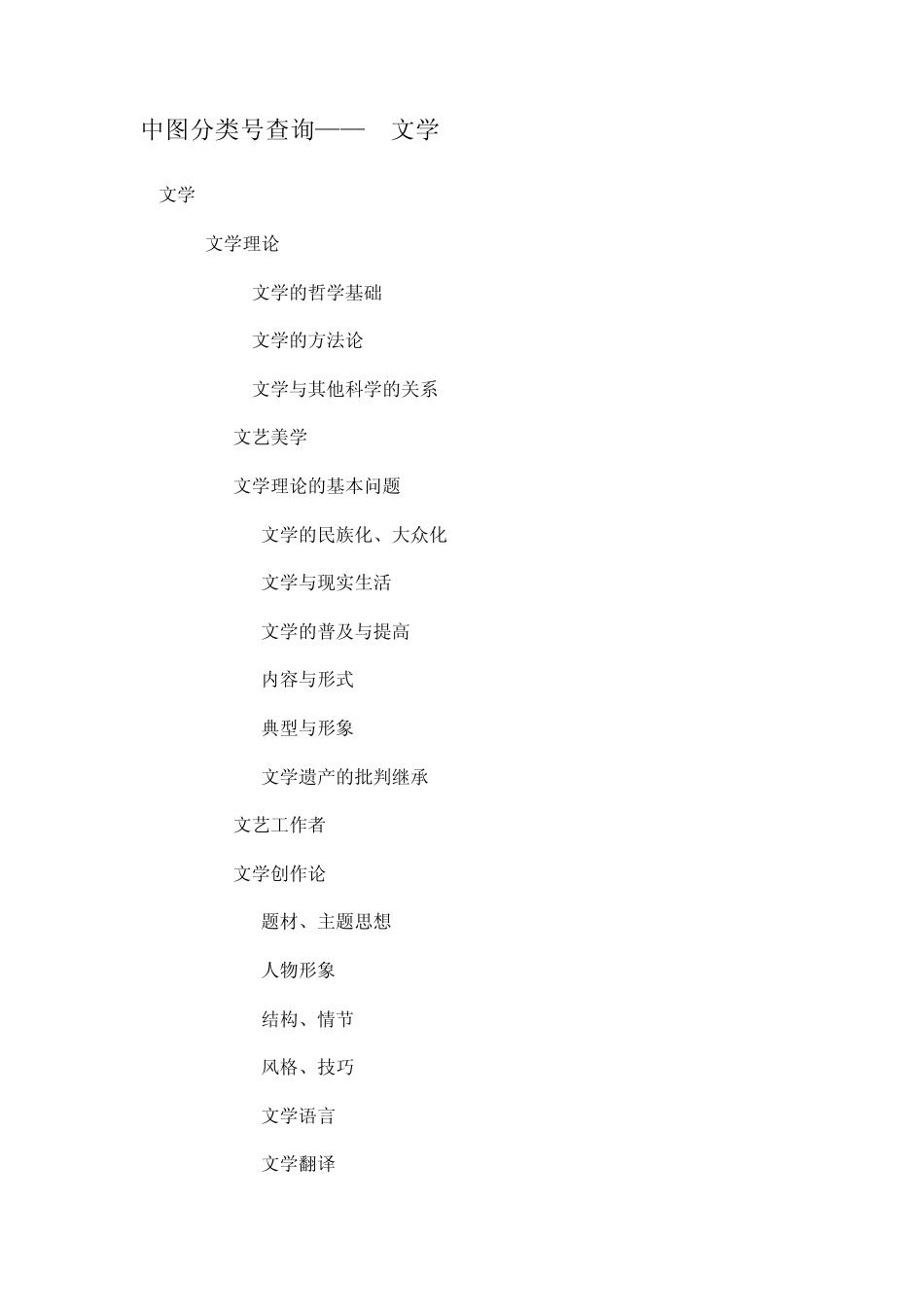 中图分类号查询——I文学_第1页