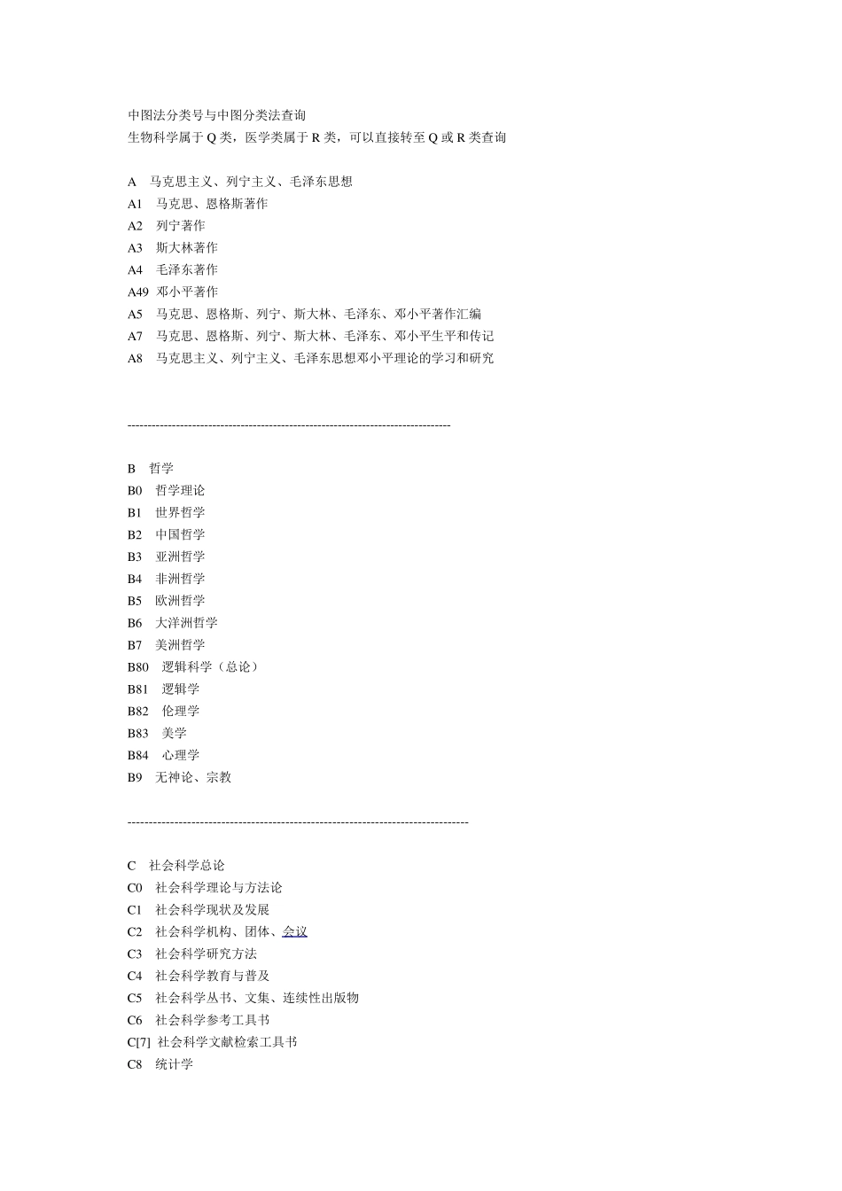 中图法分类号查询(全部简表)_第1页