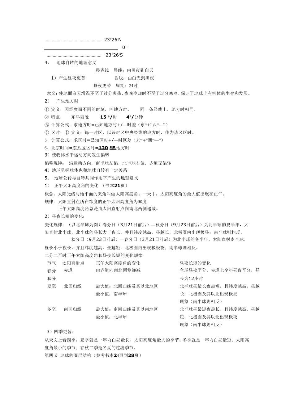 中图版高中地理(必修一)知识归纳_第2页