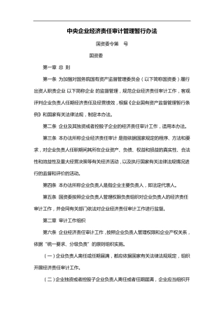 中央企业经济责任审计管理暂行办法