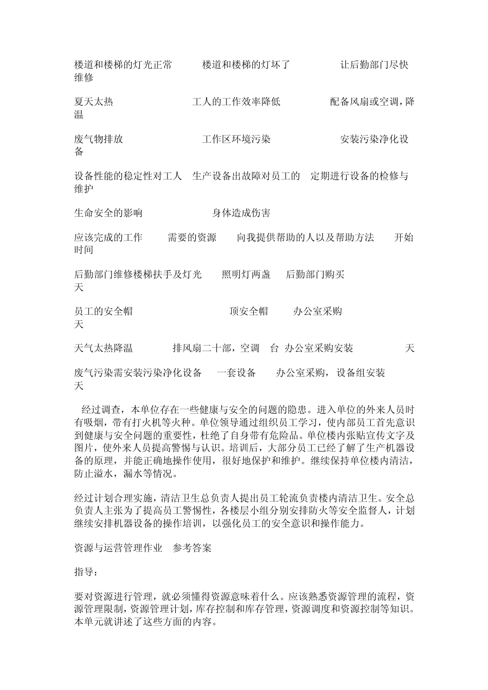 中央广播电视大学资源与运营管理形成性考核册参考答案_第3页